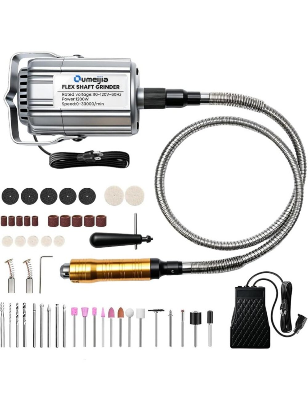 1200W Flex Shaft Rotary Tool - 30000RPM Hanging Grinder for Precision Crafting